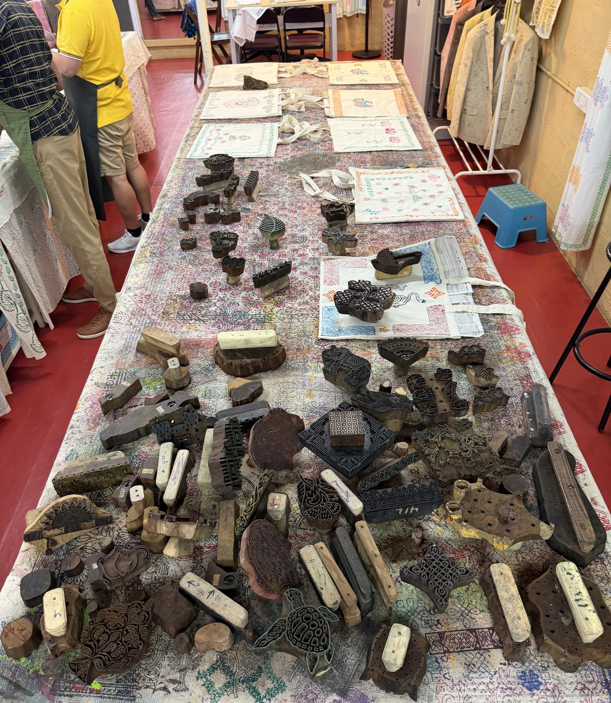 Carefully hand-washed block-printed kurta being air dried